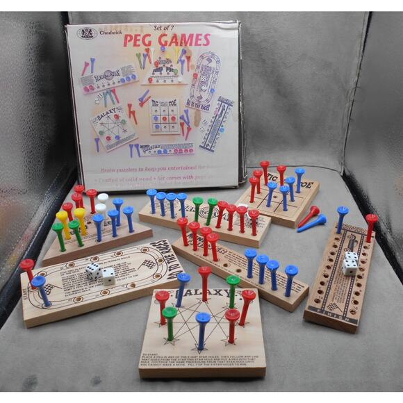 Chadwick Peg Games Set of 7 #97980 Vintage 1989 Brain Teasers Puzzles - Picture 2 of 7